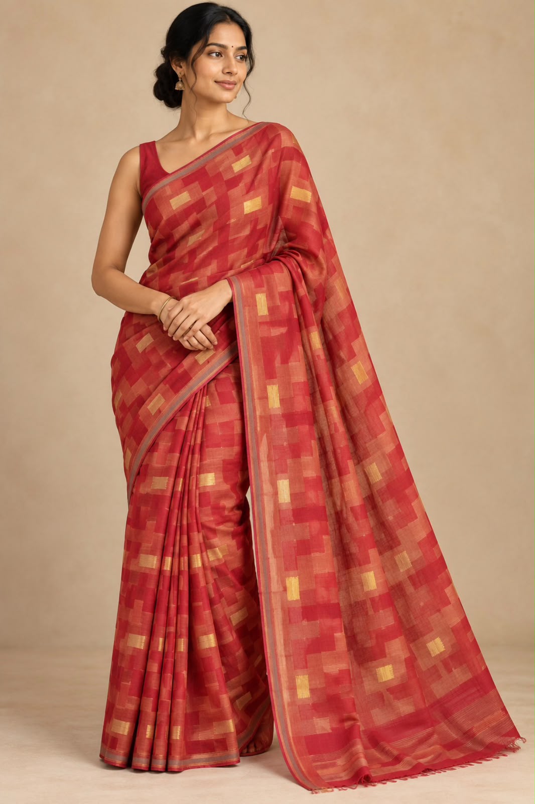 Brick Red Jamdani